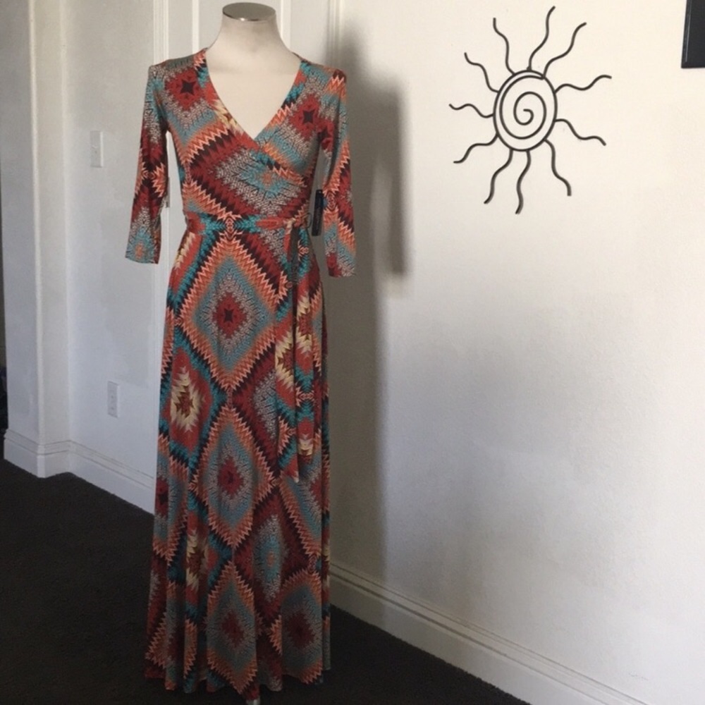 One ❤️ Clothing LA Rust Multi Fit Flare Maxi Dress